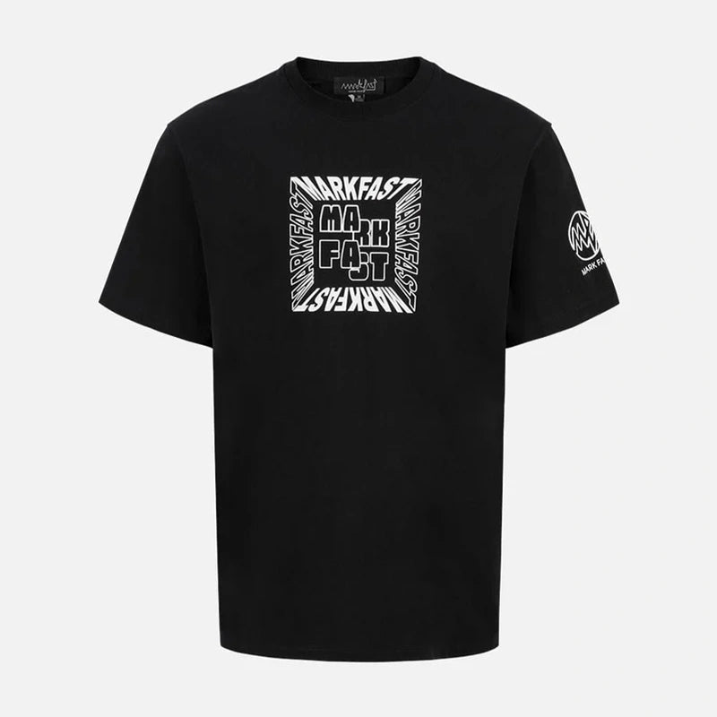 MarkFast Black Printed Loose Cotton T-Shirts