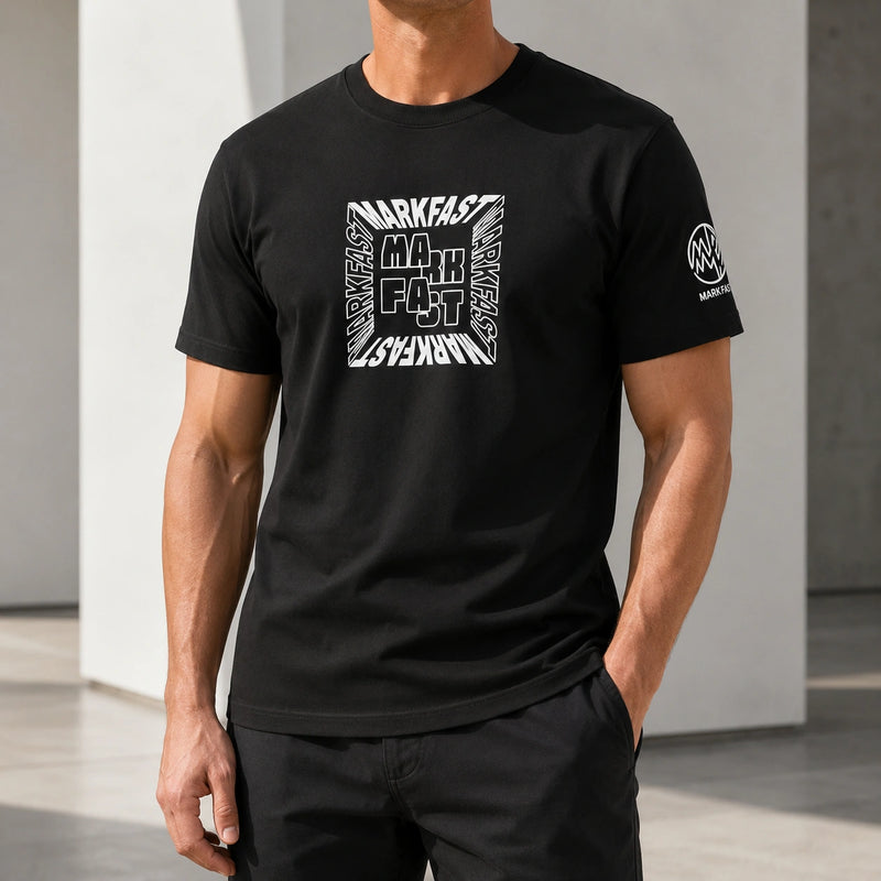 MarkFast Black Printed Loose Cotton T-Shirts