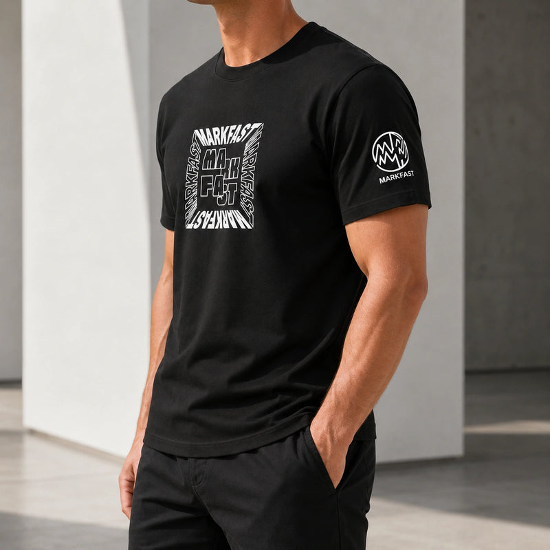 MarkFast Black Printed Loose Cotton T-Shirts
