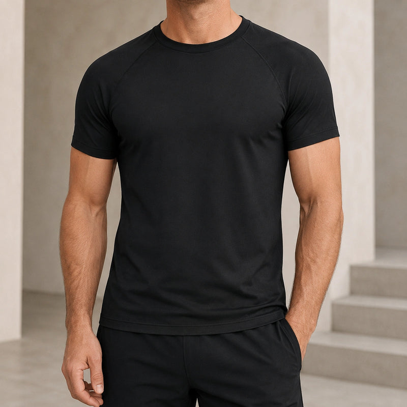 MarkFast Black Simple Air Cotton Round Neck T-Shirts