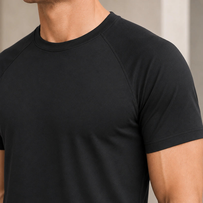 MarkFast Black Simple Air Cotton Round Neck T-Shirts