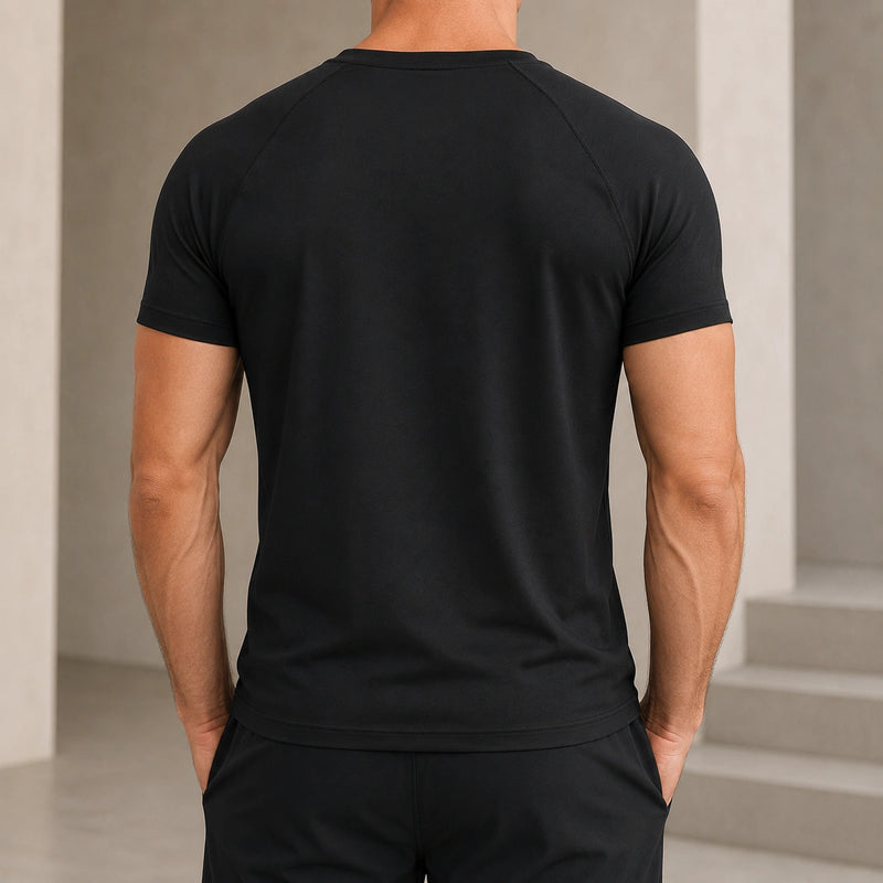 MarkFast Black Simple Air Cotton Round Neck T-Shirts