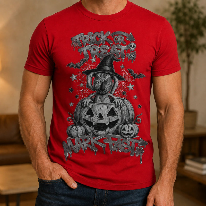 MarkFast Black White Halloween Witch Doll Pumpkin Graffiti T-Shirts