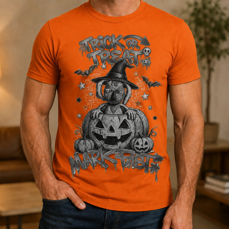 MarkFast Black White Halloween Witch Doll Pumpkin Graffiti T-Shirts