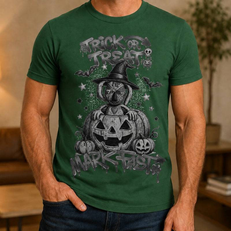 MarkFast Black White Halloween Witch Doll Pumpkin Graffiti T-Shirts