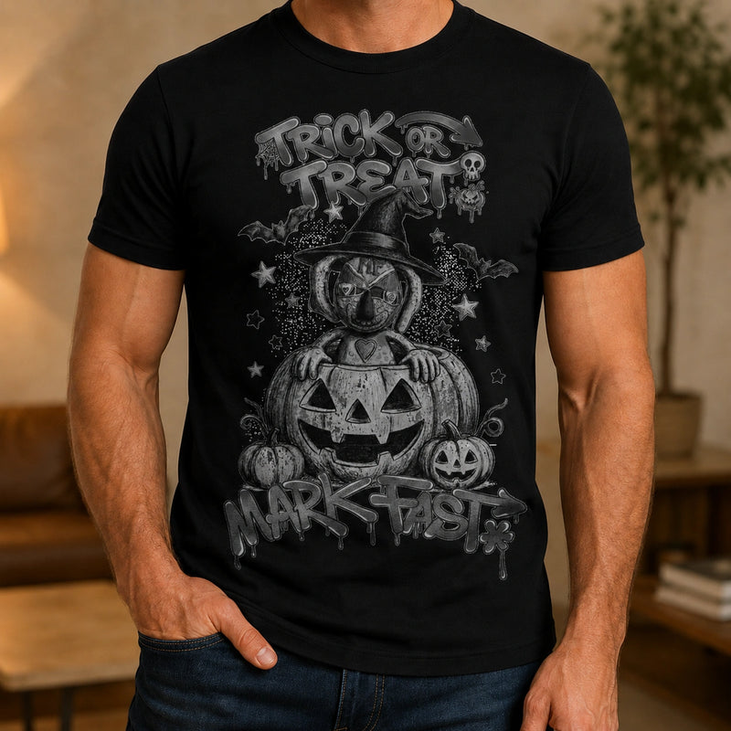 MarkFast Black White Halloween Witch Doll Pumpkin Graffiti T-Shirts