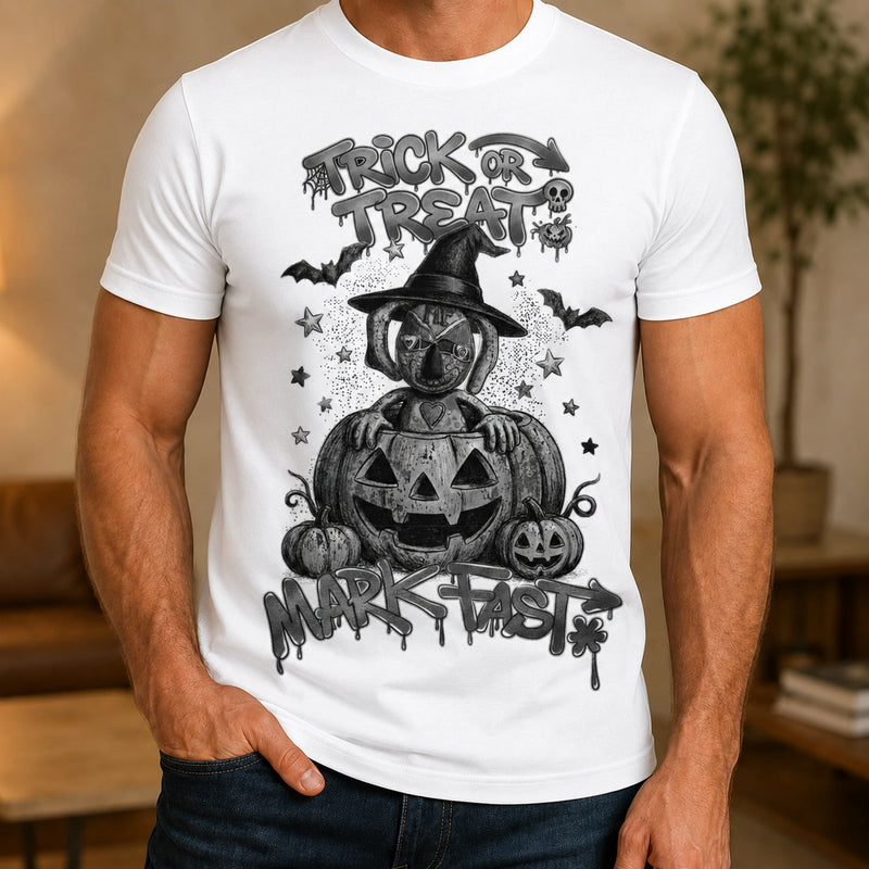 MarkFast Black White Halloween Witch Doll Pumpkin Graffiti T-Shirts