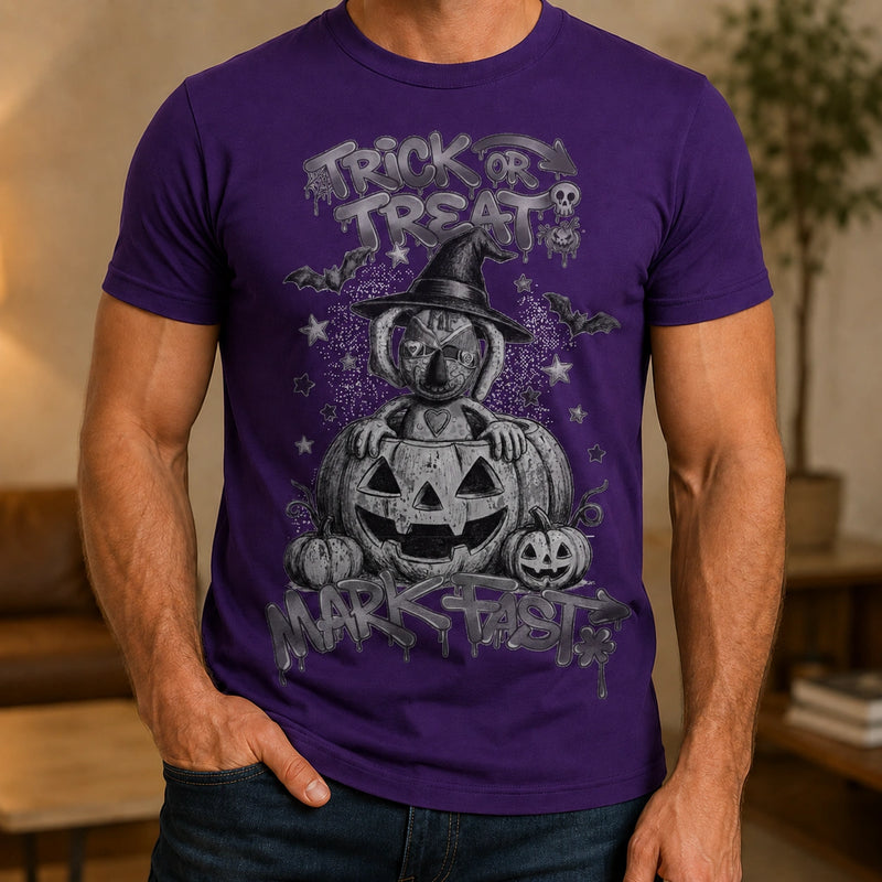 MarkFast Black White Halloween Witch Doll Pumpkin Graffiti T-Shirts