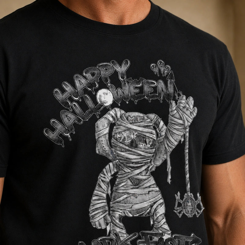 MarkFast Black White Mummy Doll Halloween Graffiti T-Shirts