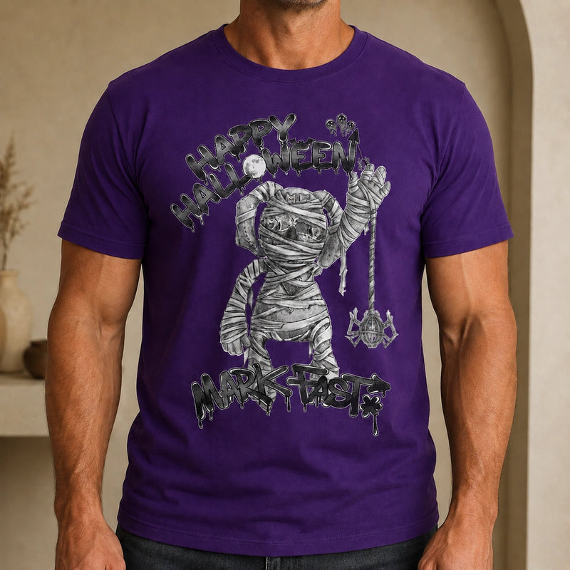 MarkFast Black White Mummy Doll Halloween Graffiti T-Shirts