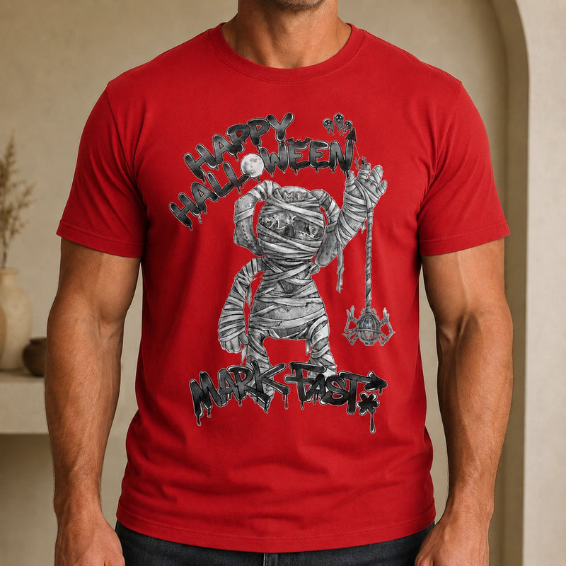 MarkFast Black White Mummy Doll Halloween Graffiti T-Shirts