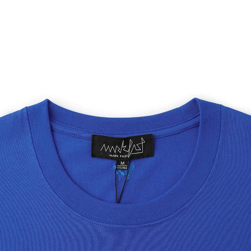 MarkFast Blue Crew Neck Printed Cotton T-Shirts