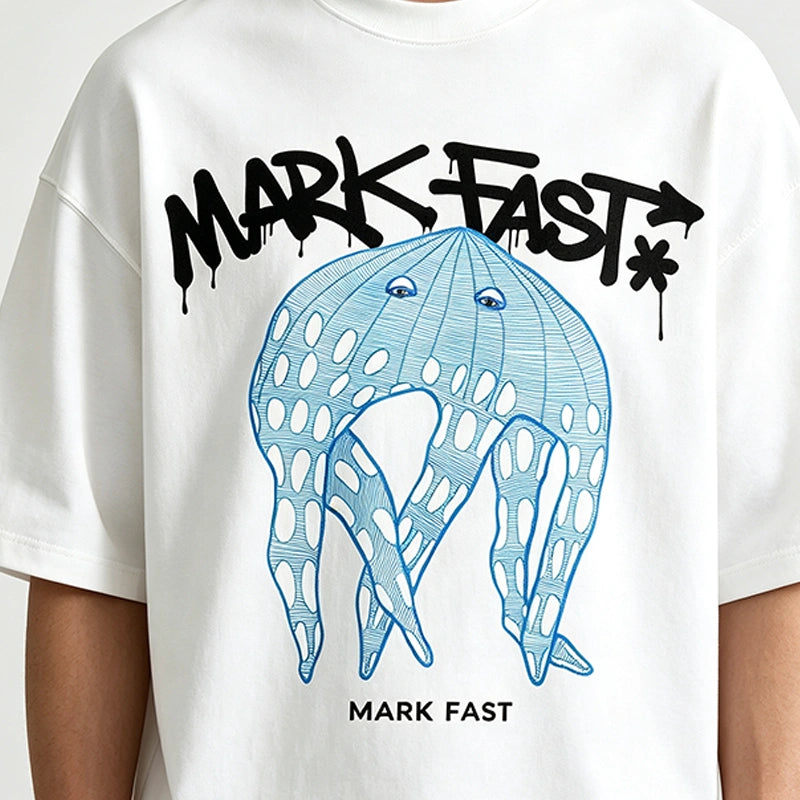 MarkFast Blue Line Dreamcatcher Elf Jellyfish Print T-Shirts