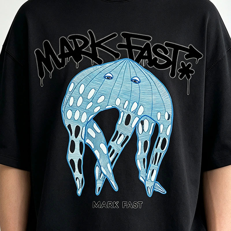 MarkFast Blue Line Dreamcatcher Elf Jellyfish Print T-Shirts