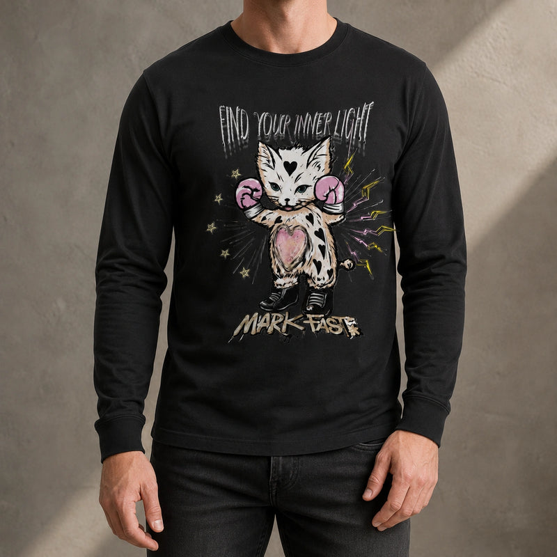 MarkFast Boxing Cat Heart Graffiti Street Print Long-Sleeve T-Shirts