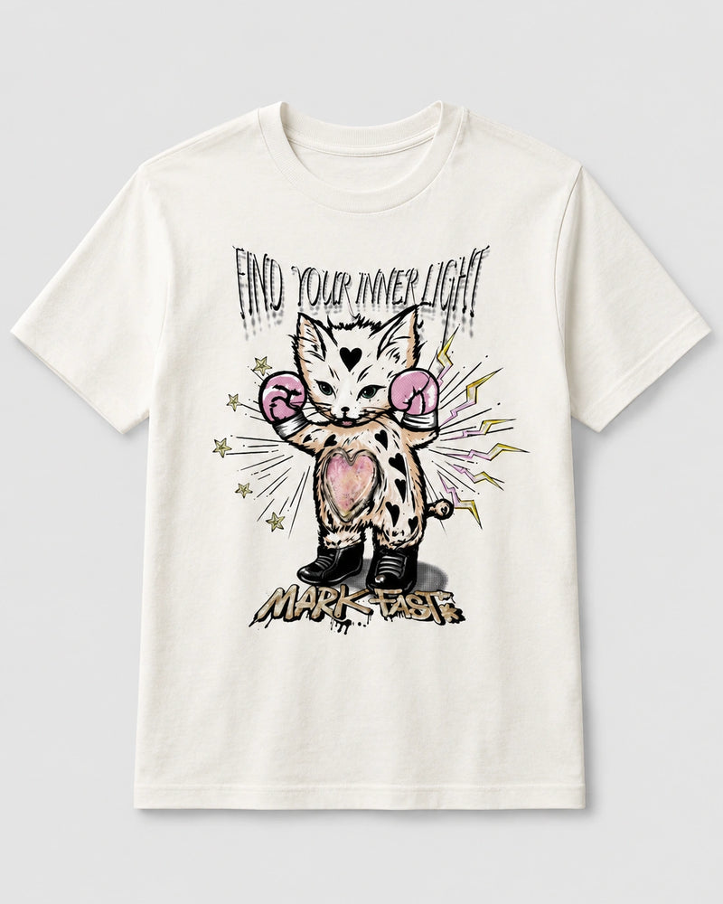 MarkFast Boxing Kitty Heart Graffiti Street Print T-Shirts