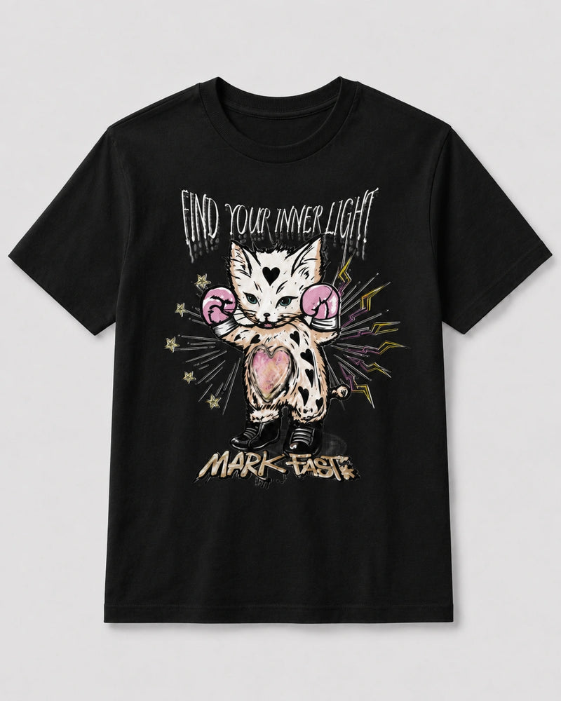 MarkFast Boxing Kitty Heart Graffiti Street Print T-Shirts