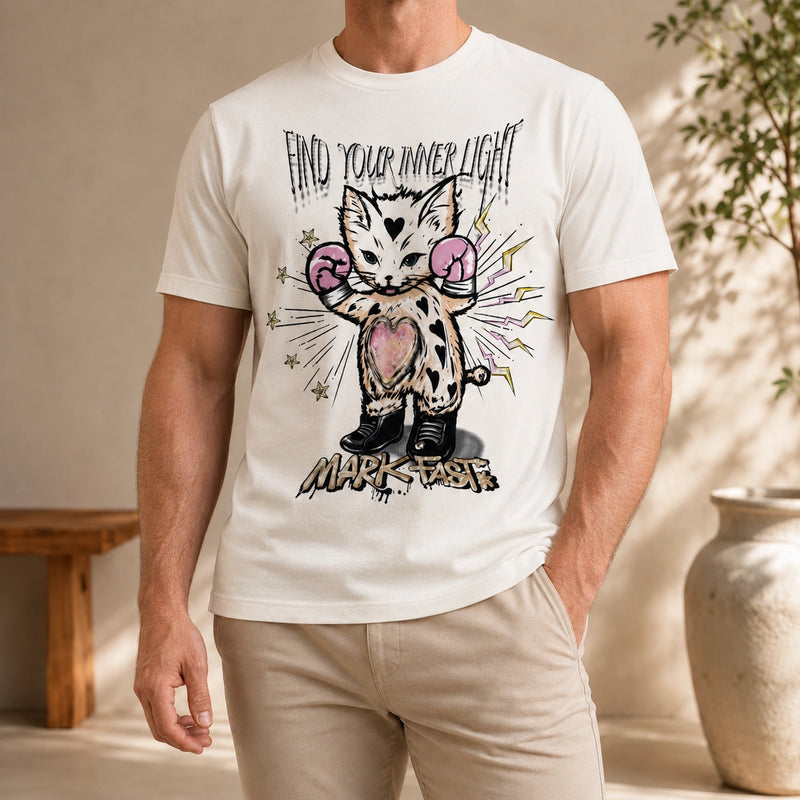 MarkFast Boxing Kitty Heart Graffiti Street Print T-Shirts