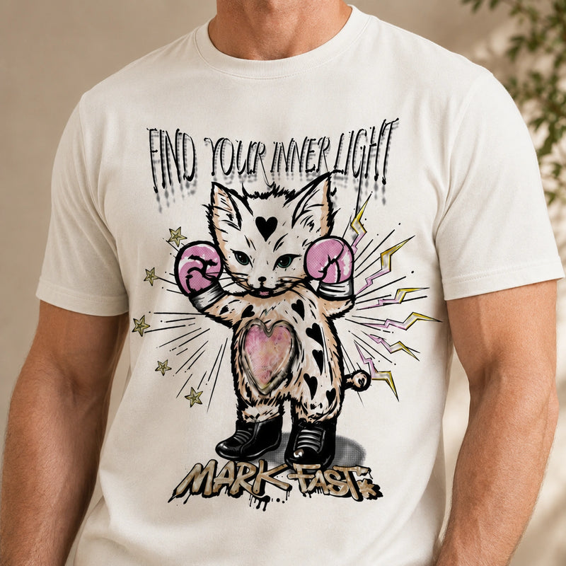 MarkFast Boxing Kitty Heart Graffiti Street Print T-Shirts