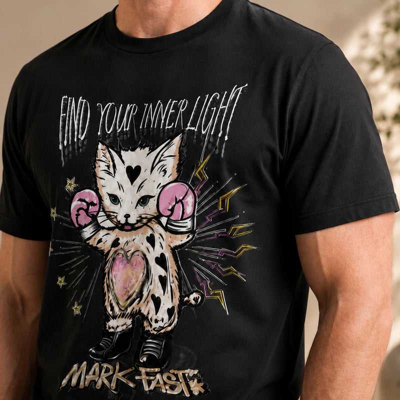 MarkFast Boxing Kitty Heart Graffiti Street Print T-Shirts