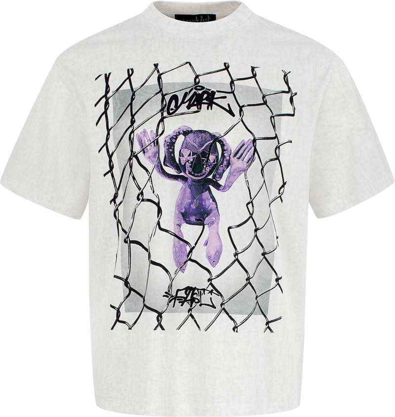 MarkFast Chain-Link Fence Graphic Print Cotton T-Shirts