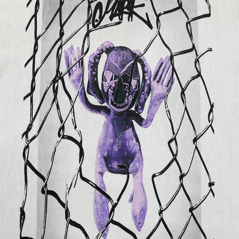 MarkFast Chain-Link Fence Graphic Print Cotton T-Shirts