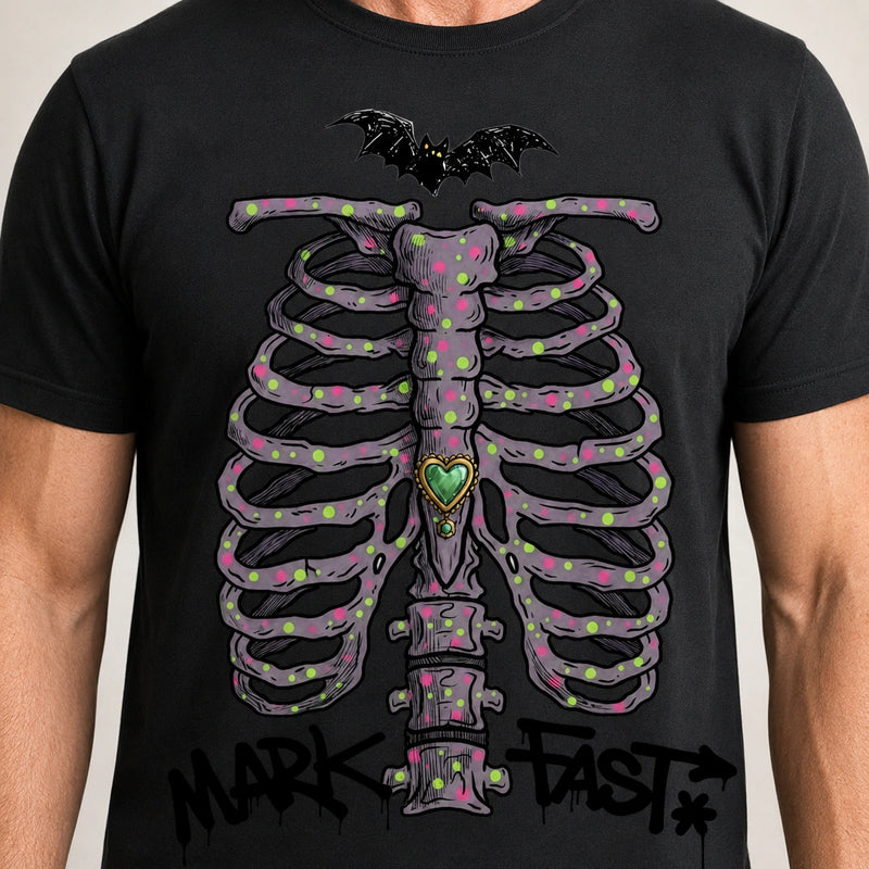 MarkFast Color Dot Ribcage Bat Street Halloween T-Shirts