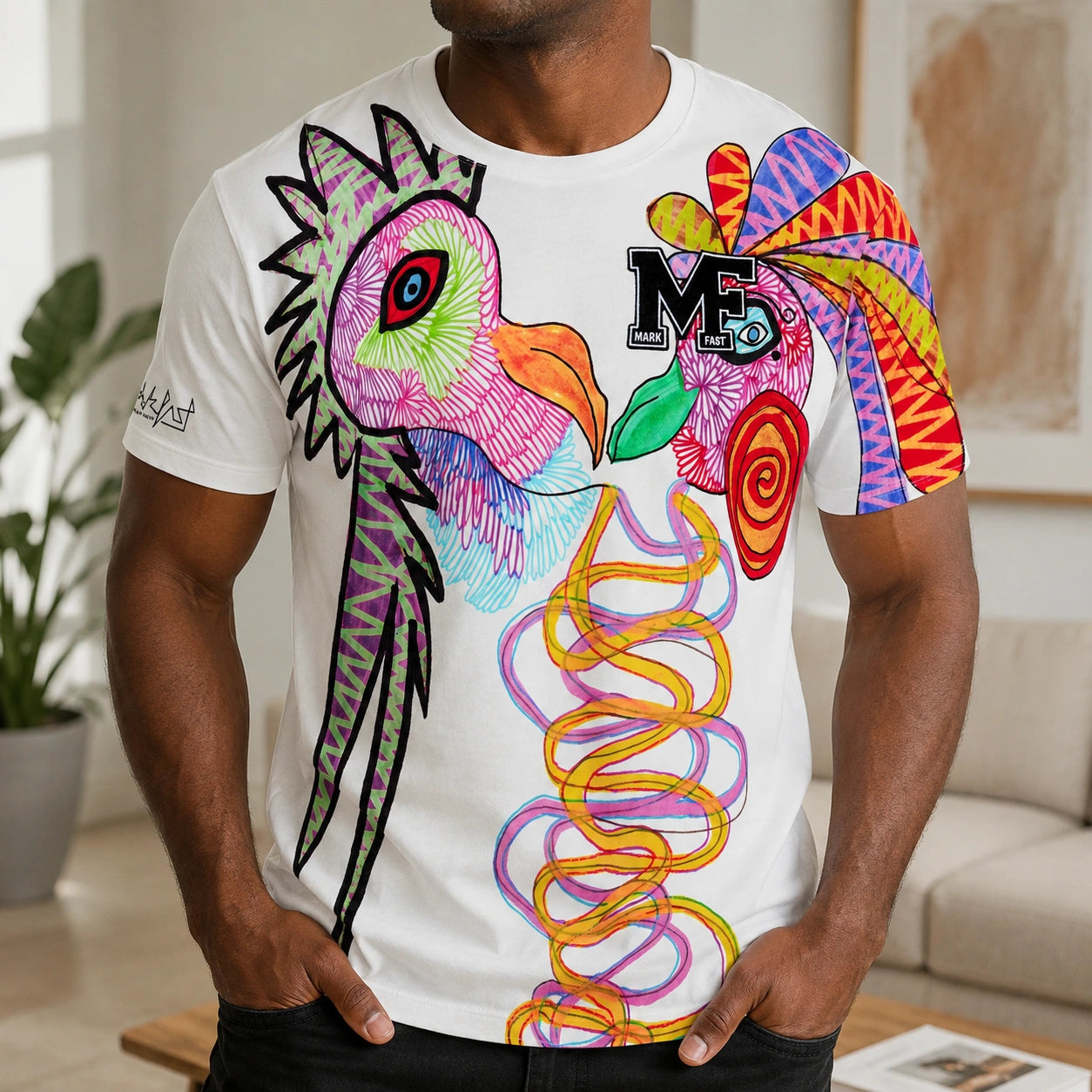 MarkFast Colorful Graffiti Parrot Abstract Art Street T-Shirts