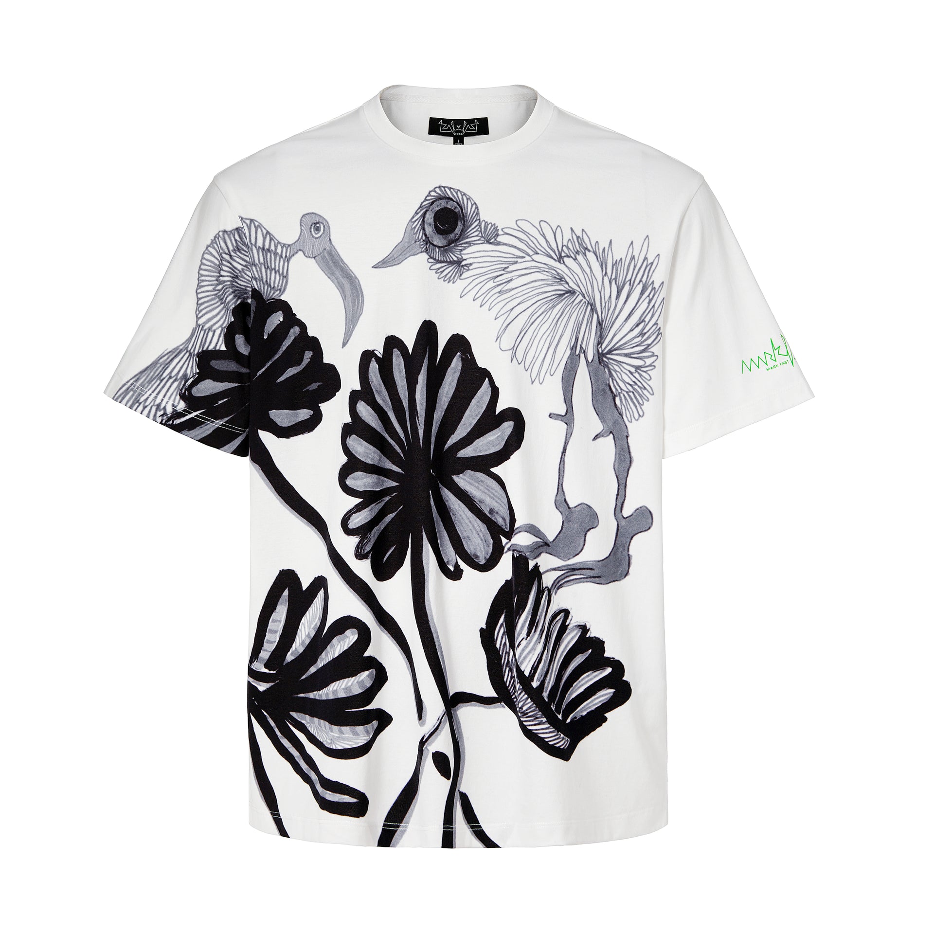 MarkFast Colorful Hand-drawn Crane Floral Art Street T-Shirts