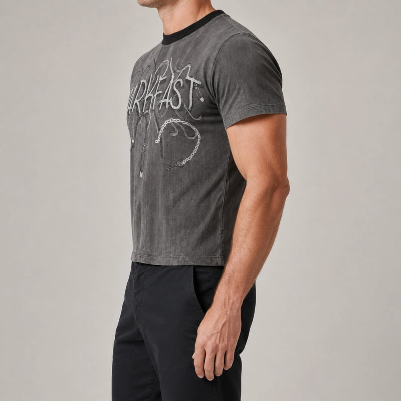MarkFast Contrast Color Round Neck Design Chain Print Art T-Shirts