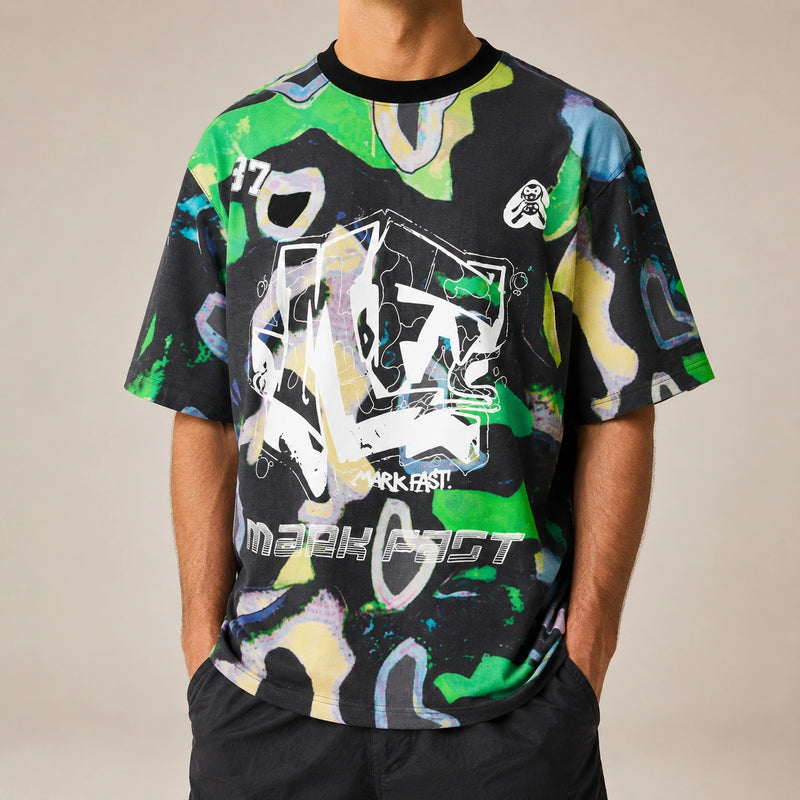 MarkFast Contrast Graffiti Cotton Printed T-Shirts