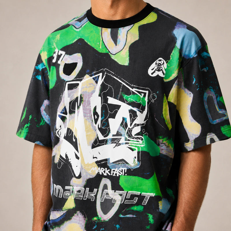 MarkFast Contrast Graffiti Cotton Printed T-Shirts