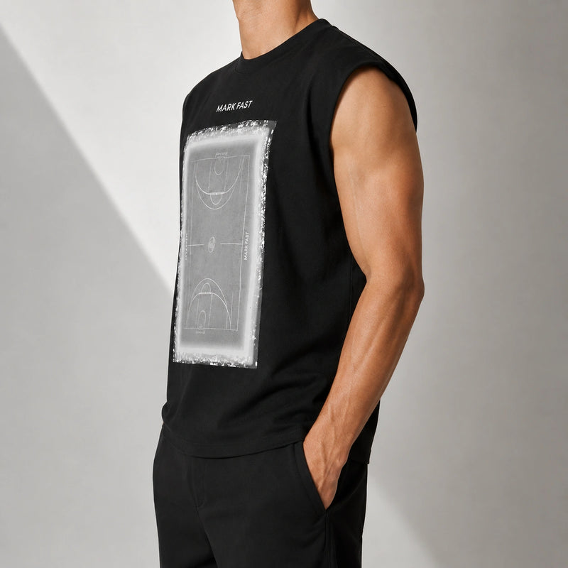 MarkFast Contrast Pure Cotton Printed Sleeveless T-Shirts