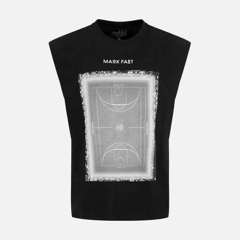 MarkFast Contrast Pure Cotton Printed Sleeveless T-Shirts