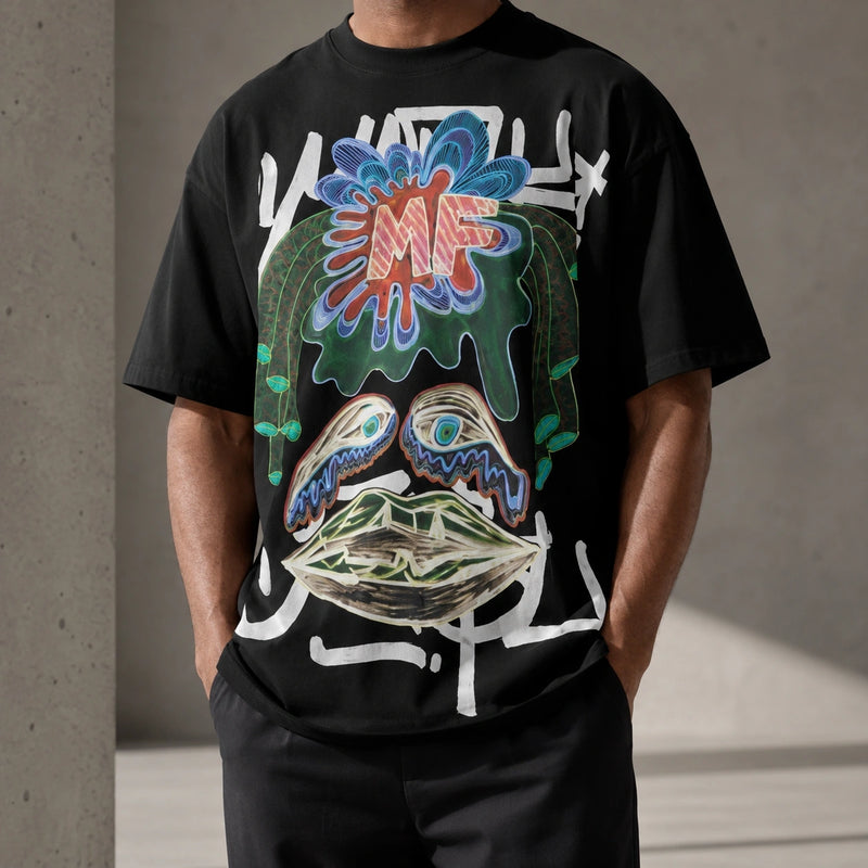 MarkFast Cotton Psychedelic Print All-over Graffiti T-Shirts
