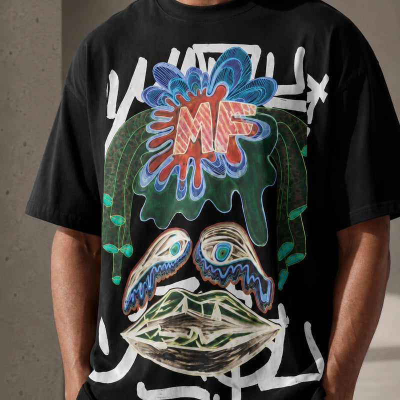 MarkFast Cotton Psychedelic Print All-over Graffiti T-Shirts
