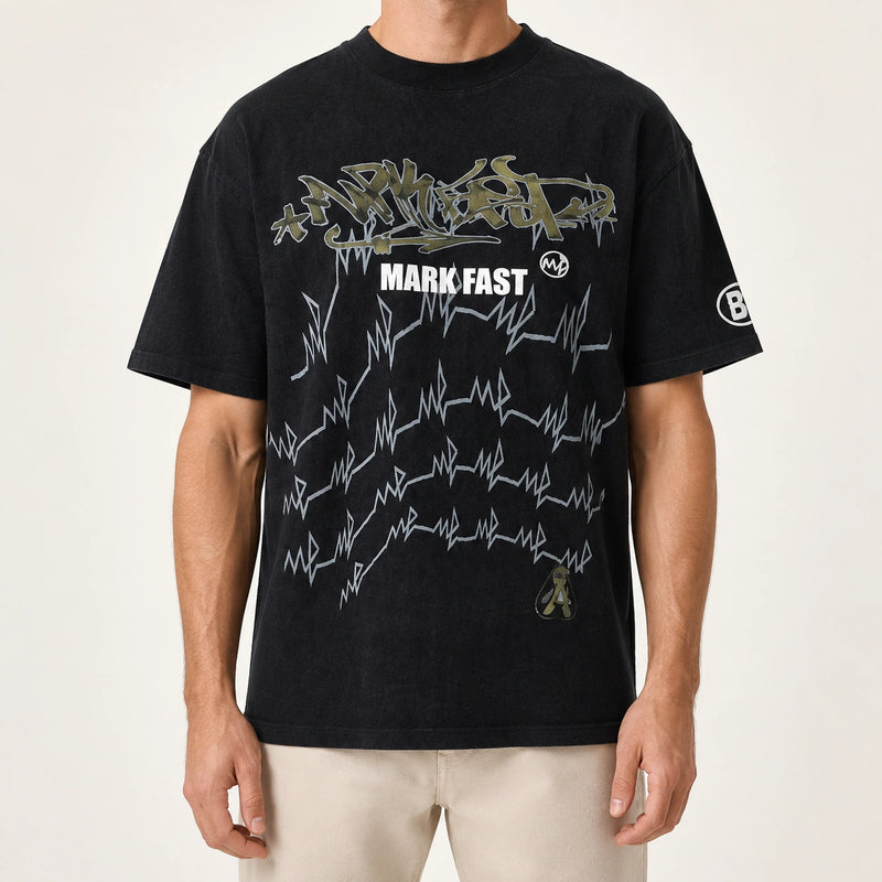 MarkFast Cotton Retro Logo Print T-Shirts