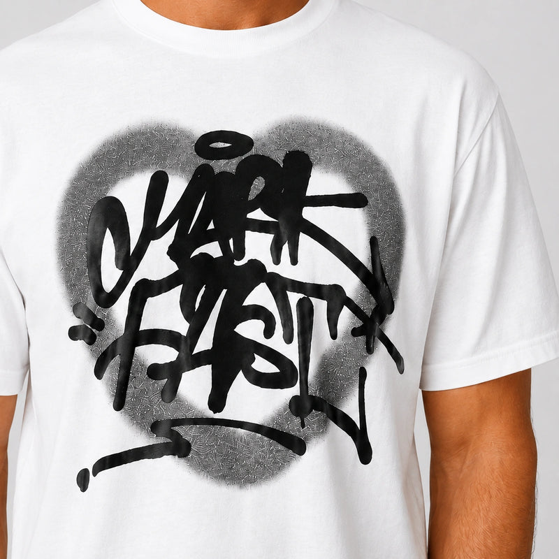 MarkFast Couple Style Black And White Graffiti Print T-Shirts