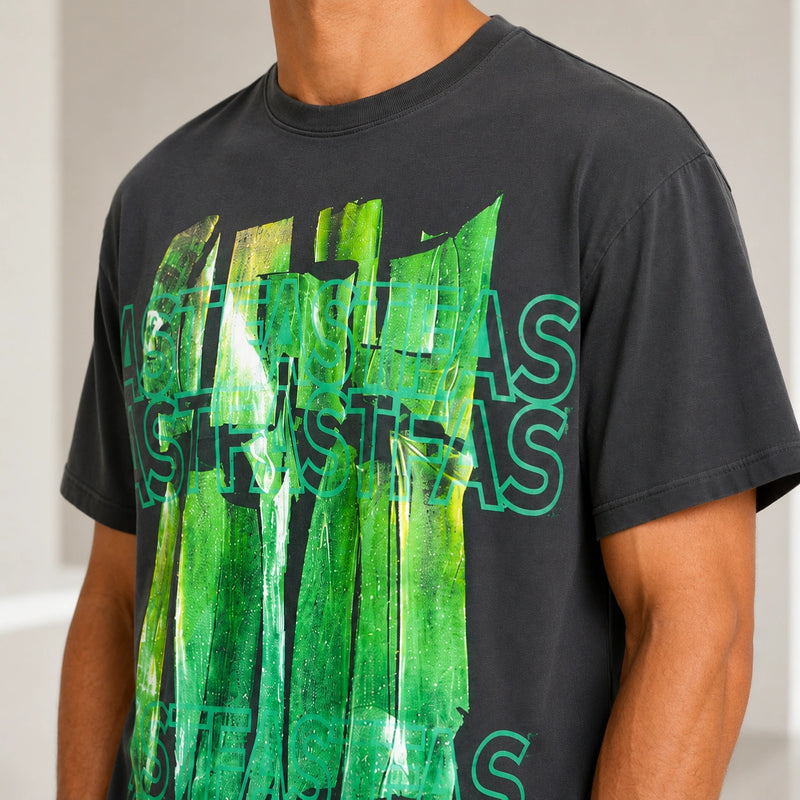 MarkFast Couple Style Metallic Light And Shadow Hand-Painted Wall Print T-Shirts
