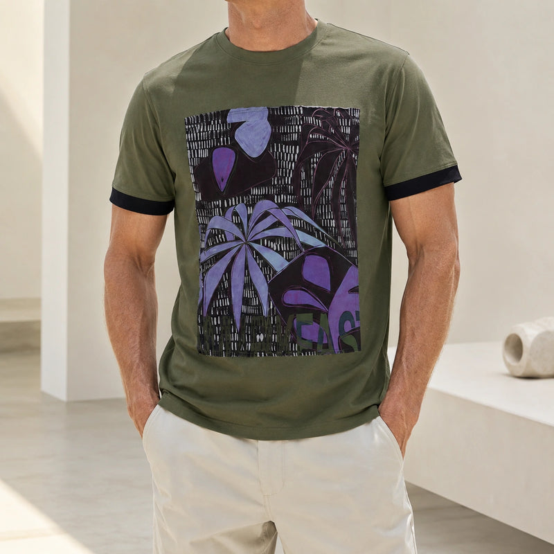 MarkFast Couple Style Tropical Rain Forest Print Cotton T-Shirts