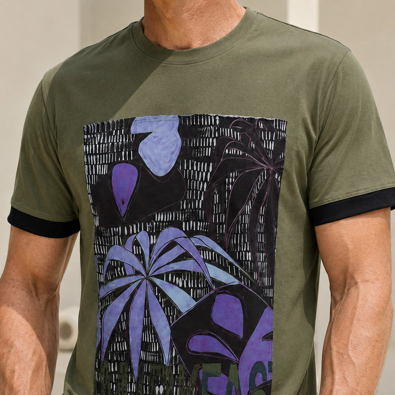 MarkFast Couple Style Tropical Rain Forest Print Cotton T-Shirts