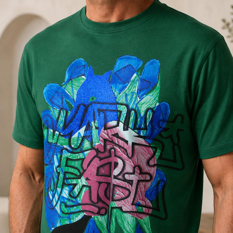 MarkFast Deep Green Relaxed Fit T-Shirts