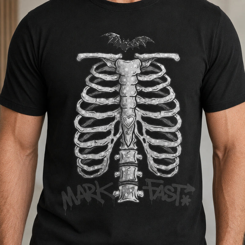 MarkFast Graffiti Bone Vintage Dark Casual T-Shirts