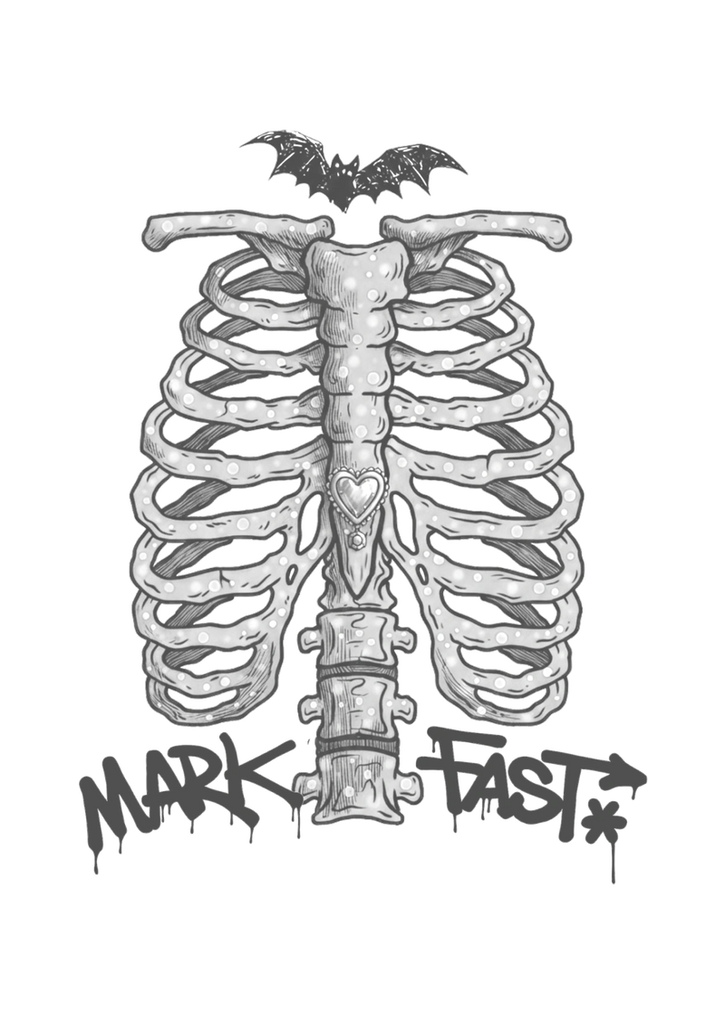 MarkFast Graffiti Bone Vintage Dark Casual T-Shirts