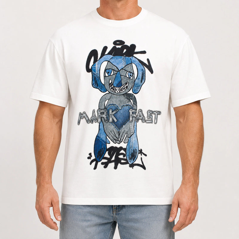 MarkFast  Graffiti Logo Print Short Sleeve T-Shirts