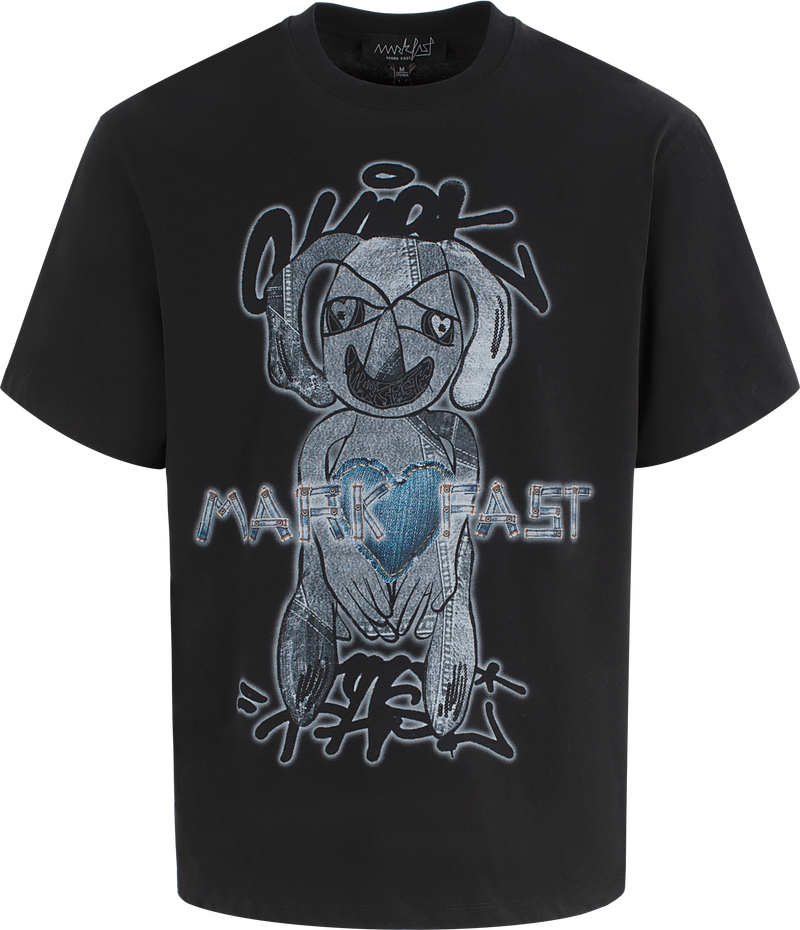 MarkFast  Graffiti Logo Print Short Sleeve T-Shirts