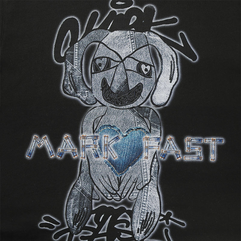 MarkFast  Graffiti Logo Print Short Sleeve T-Shirts