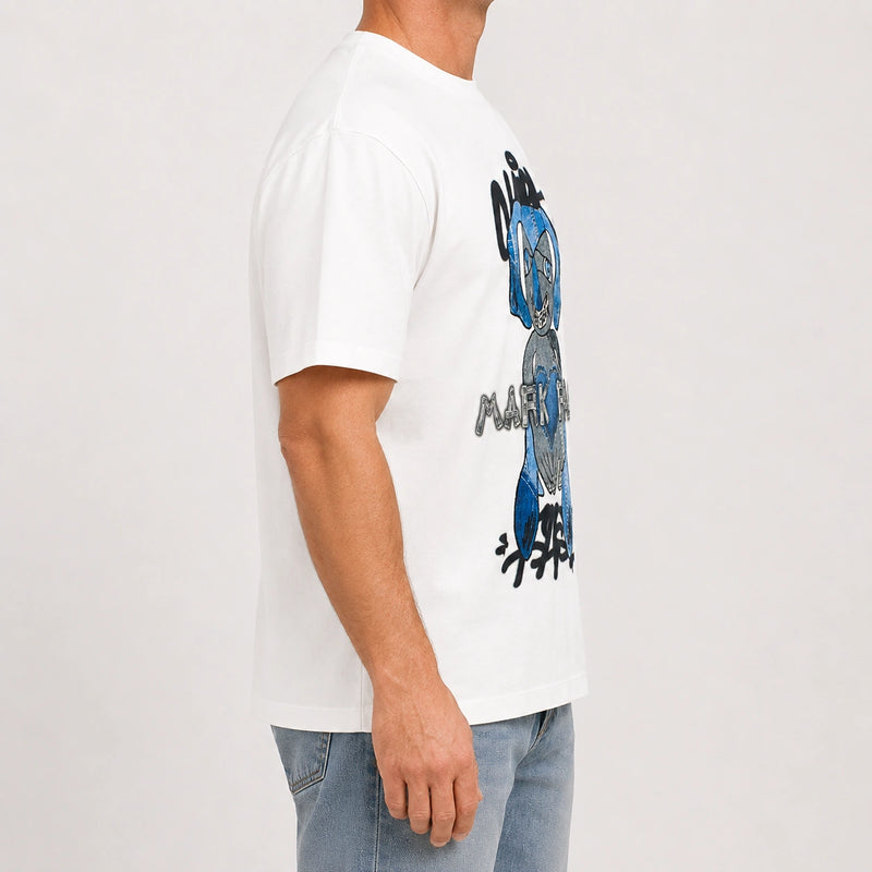 MarkFast  Graffiti Logo Print Short Sleeve T-Shirts