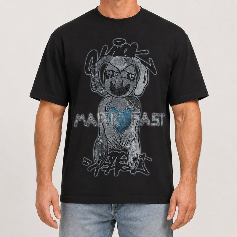 MarkFast  Graffiti Logo Print Short Sleeve T-Shirts