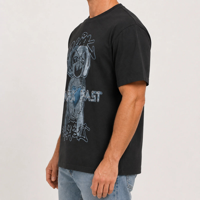 MarkFast  Graffiti Logo Print Short Sleeve T-Shirts